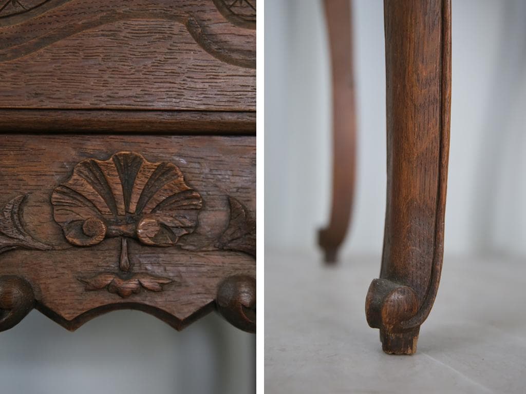 フランスアンティーク大理石キャビネット/ナイトテーブル机/飾り棚(82-132)