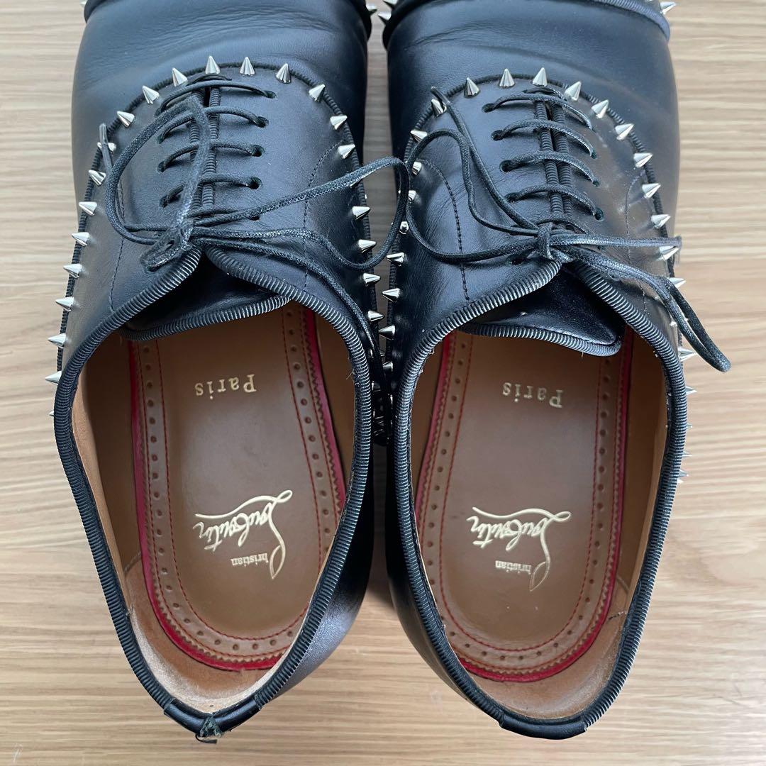 クリスチャンルブタン レザーシューズ ストレートチップ　スタッズ　黒 42.5