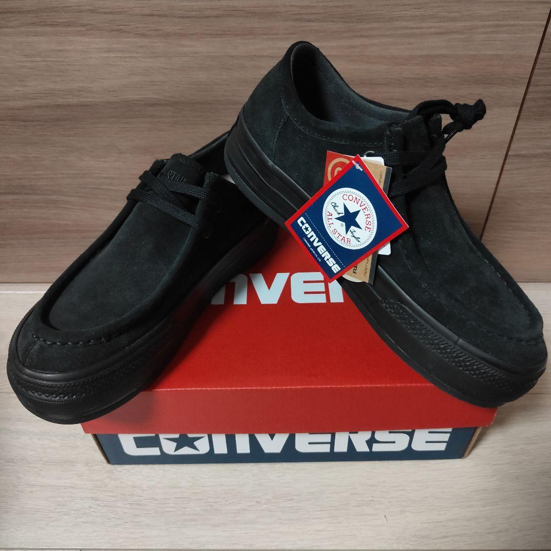 新品未使用28.0cm CONVERSE本革スエード モカシンスニーカー 黒