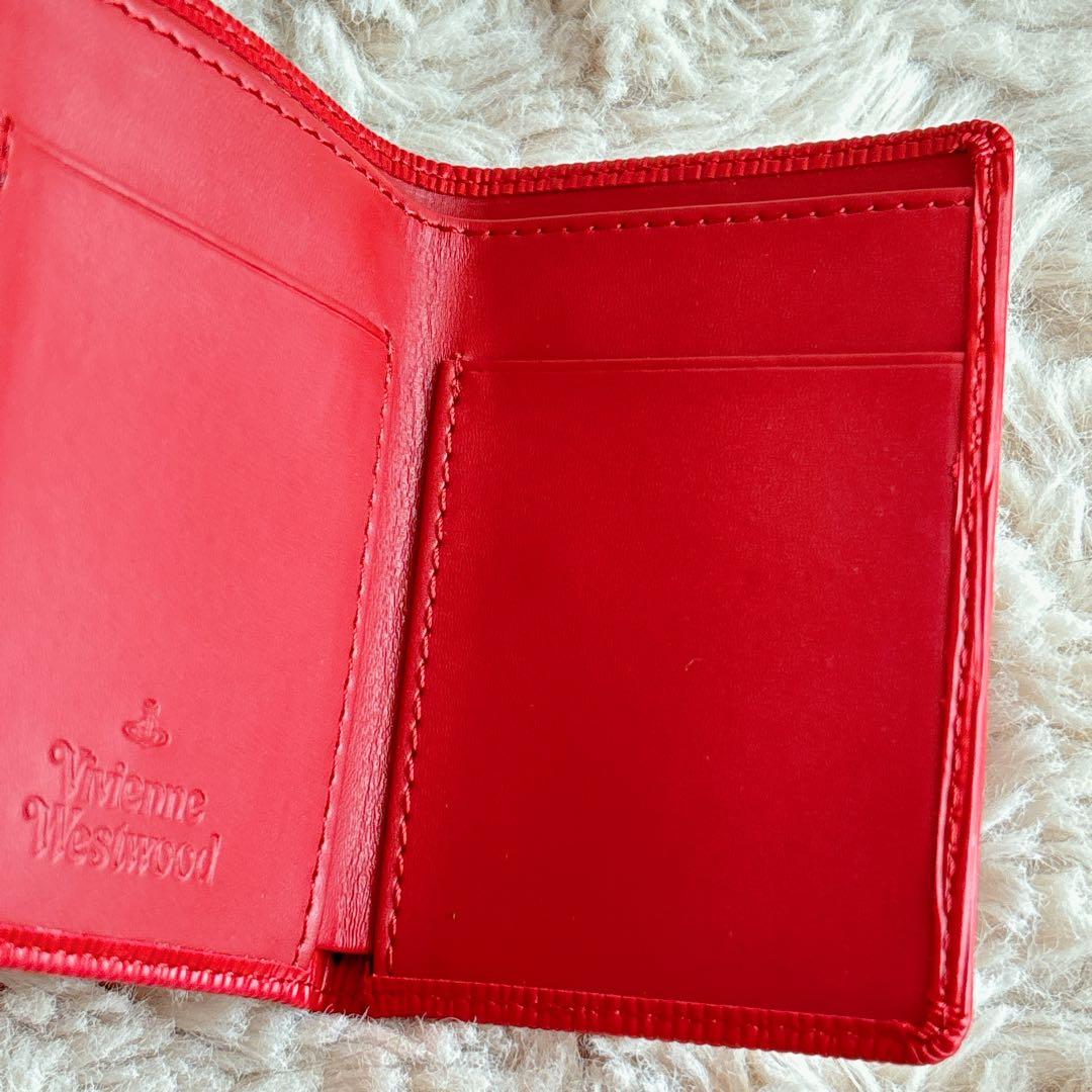 ヴィヴィアンウエストウッド 財布 三つ折り レッド オーブ ミニ財布 赤 レザー