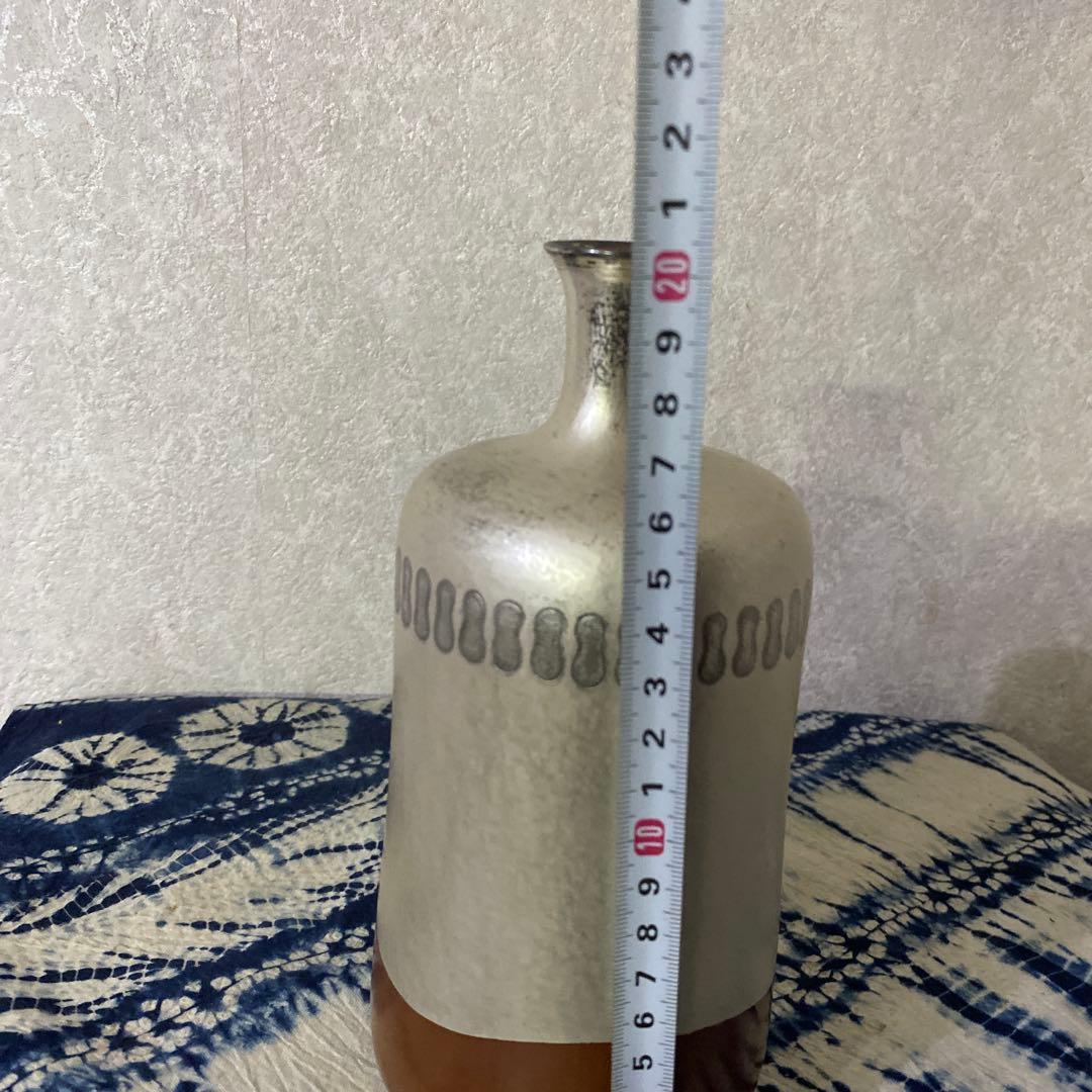 河内光昭作　銀製銅製　花瓶