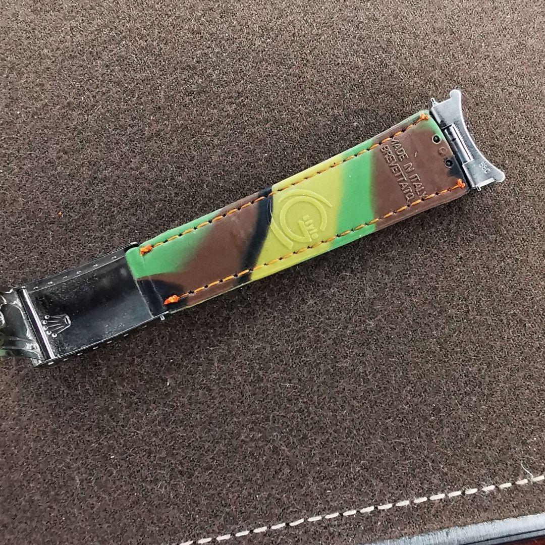 ロレックス純正クラスプ付きイタリア製カモフラージュ ラバーベルトFF幅20㍉