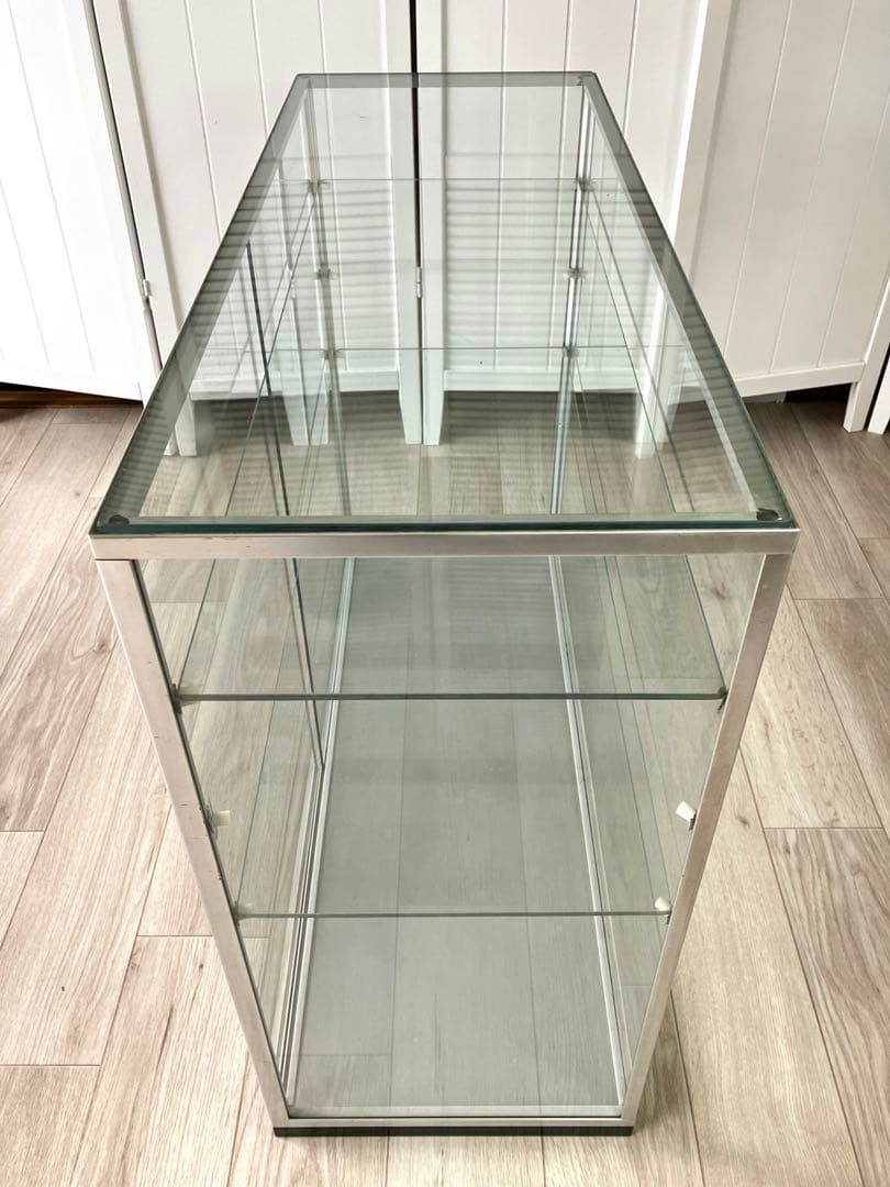 NISSIN アルミ 昭和レトロ ガラスショーケース 2段 ディスプレイ