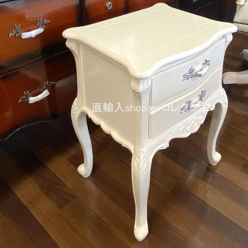 マホガニー ナイトテーブル ベッドサイドテーブル 2段引出し 収納 アンティーク