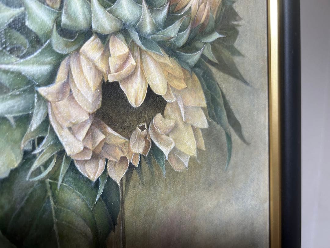 果物とひまわり（混合技法)