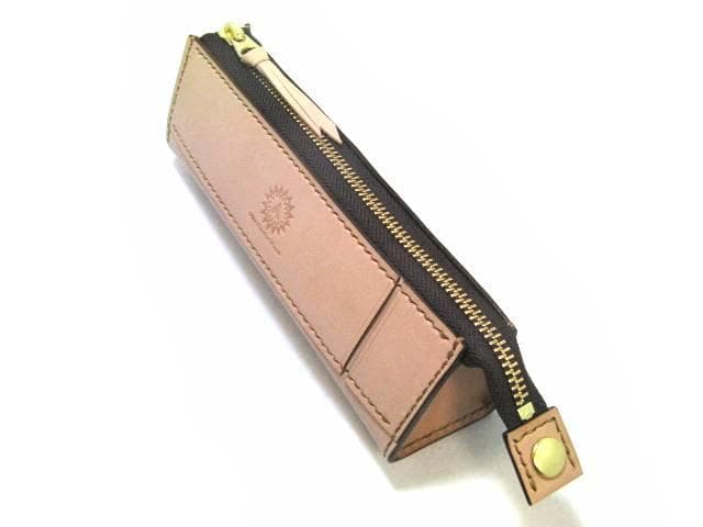 栃木レザー 本革 ペンケース 大容量 定規入る 生成り ヌメ革 名入れ刻印