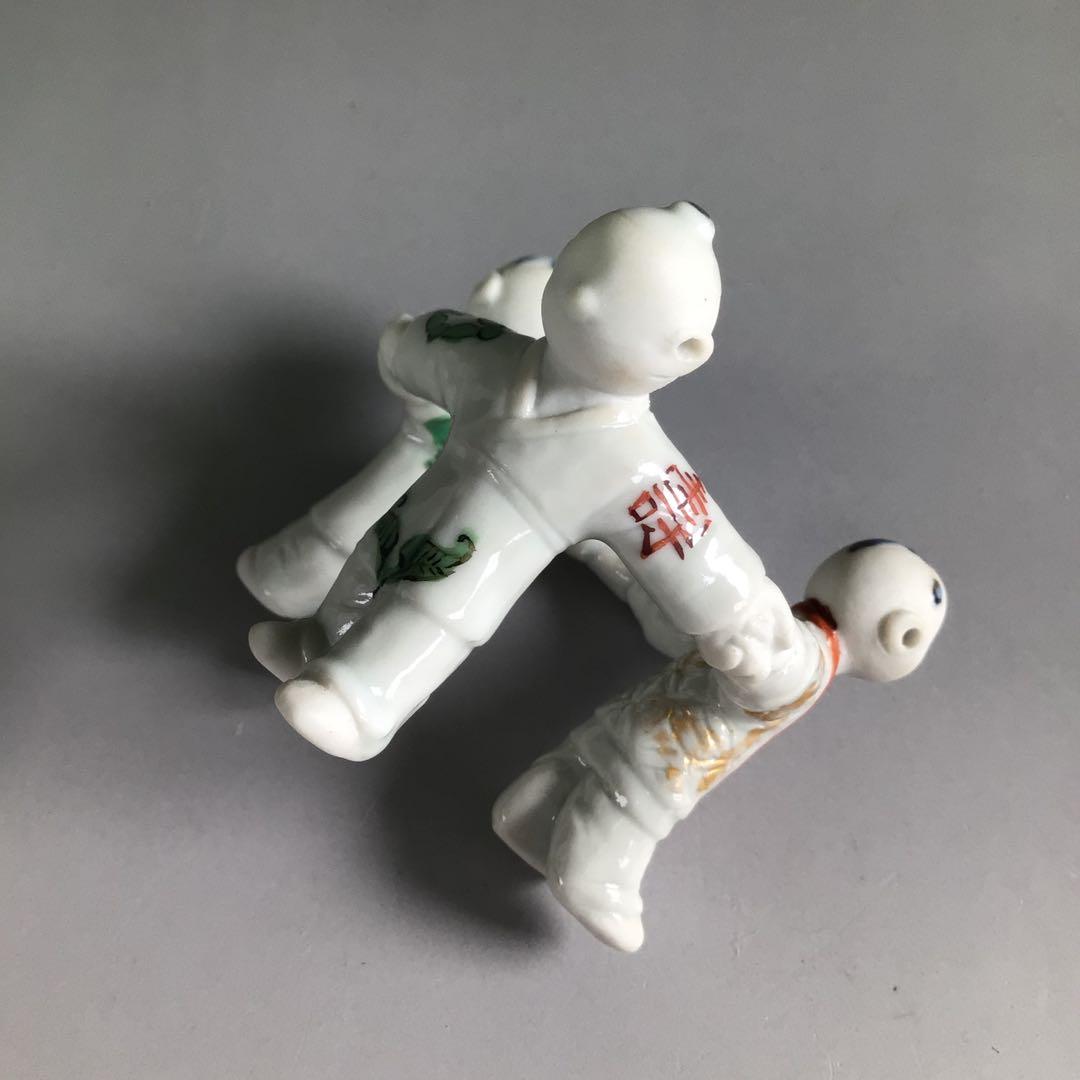 Ｒ１０１　蓋置　『林邦佳作』『不傳庵宗実　箱書』『三ツ人形蓋置』　共箱　茶道具