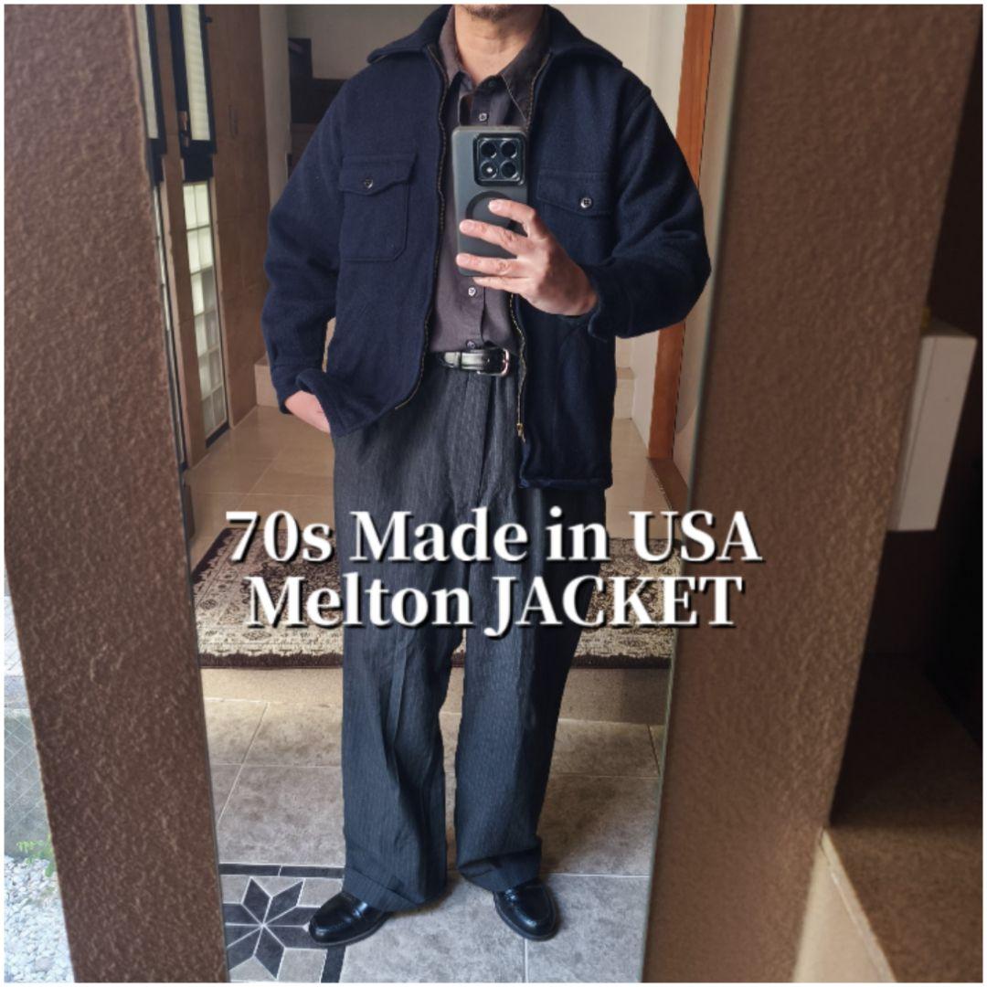 USA製　70s Melton ウール CPOジャケット ネイビー Sサイズ