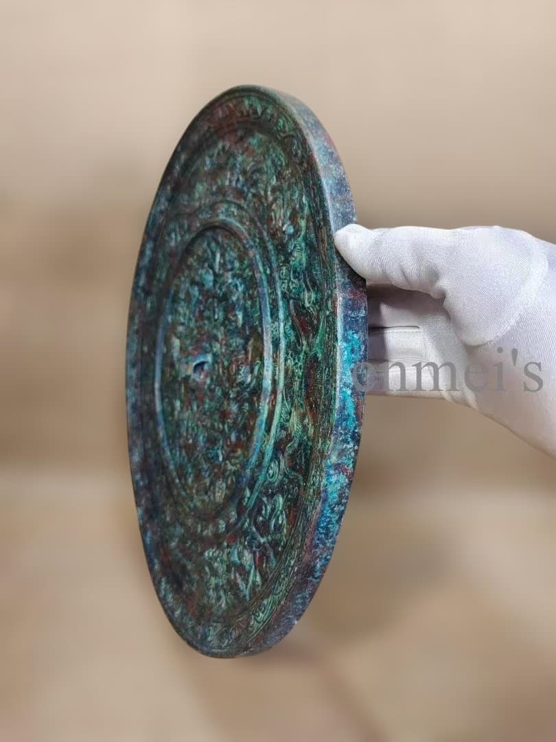 中国古美術 青銅鏡 銅鏡 神獣文 鏡美術 浮彫 彫刻 工芸 唐物 骨董 風水鎮宅