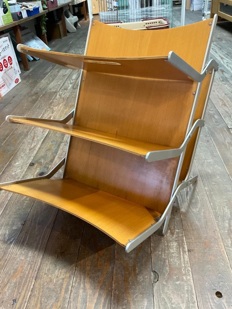 折りたたみ式木製マガジンラック 3段 ナチュラル　YCAMI　イカミ