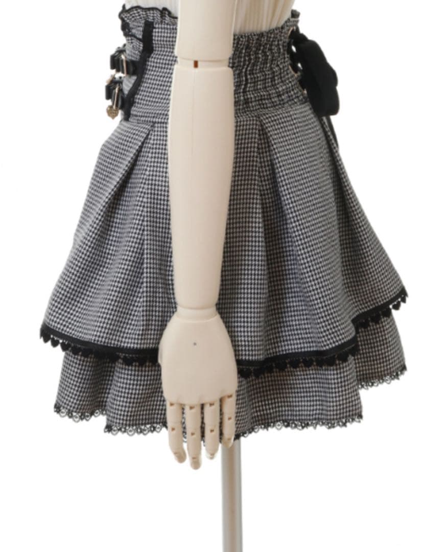 LIZLISA リズリサ　2連リボンベルトスカパン ブラック　ブラックチェック