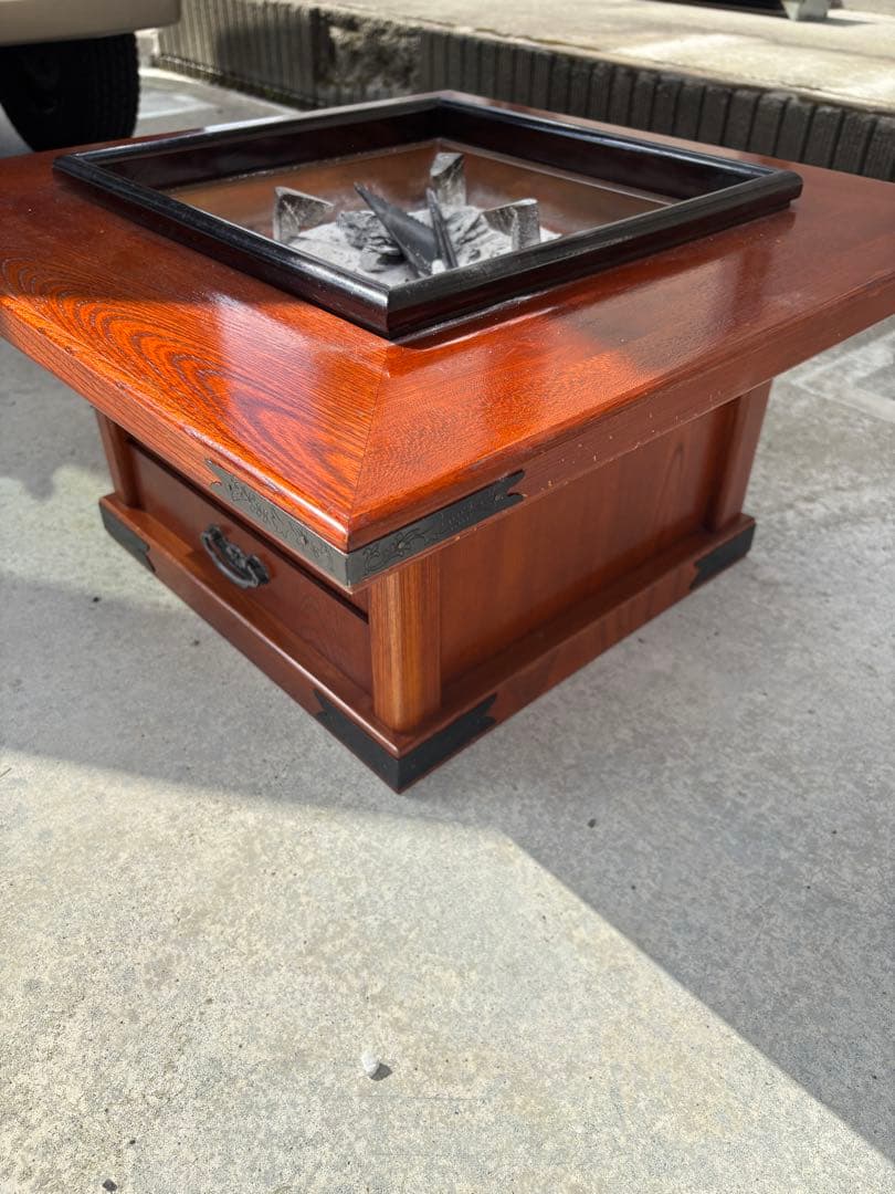 木製座卓 引き出し付き 灰皿付き　火鉢　囲炉裏テーブル　座卓　付属品あり