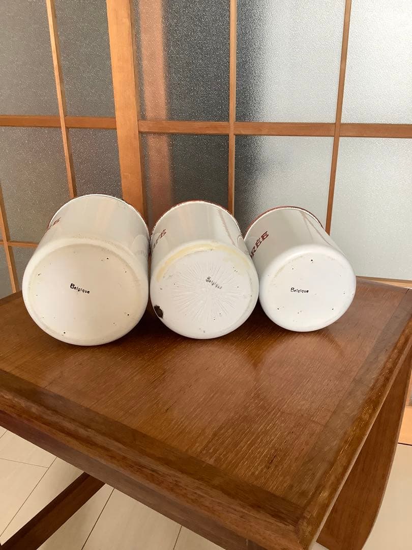 ベルギー　アンティーク　ホーロー　キャニスターセット　①