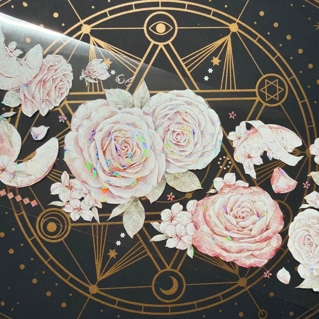 【8950】海外　マステ　中古巻　貝殻光マスキングテープ　お花系　ピンク