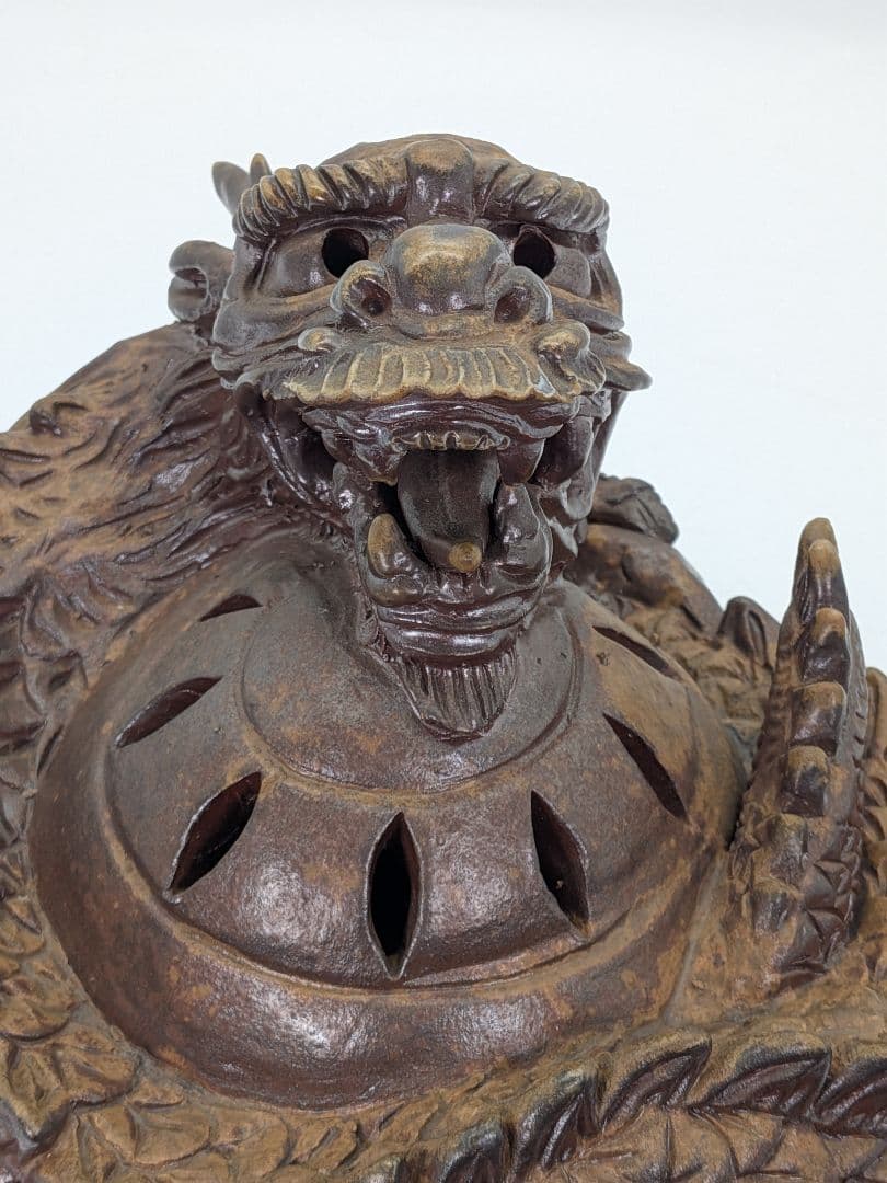 備前焼 龍彫伏香炉（大） 香爐 香道具 茶道具 置物 竜 尤 ドラゴン お香