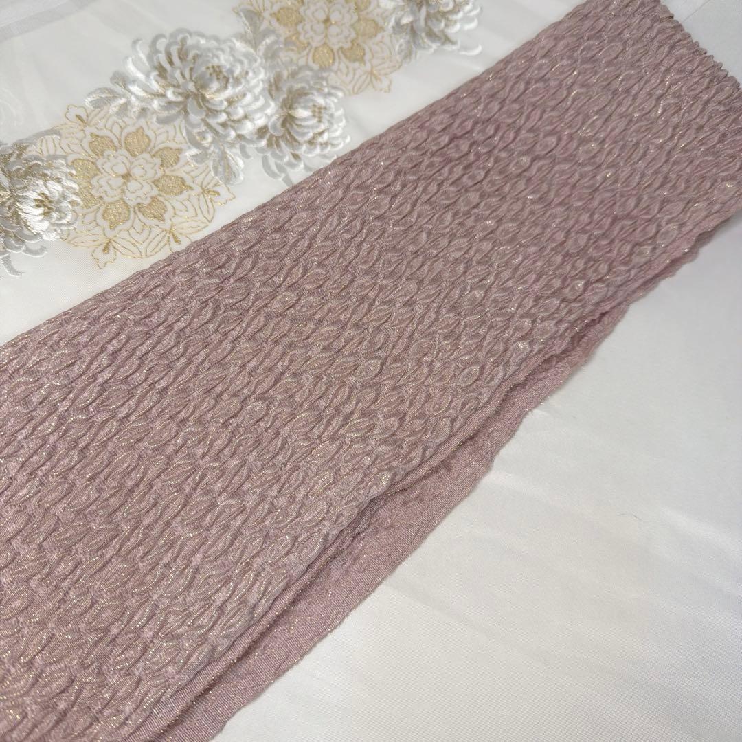 新品　振袖用　2027年モデル　帯締め　帯揚げ　半襟　重ね襟　くすみピンク