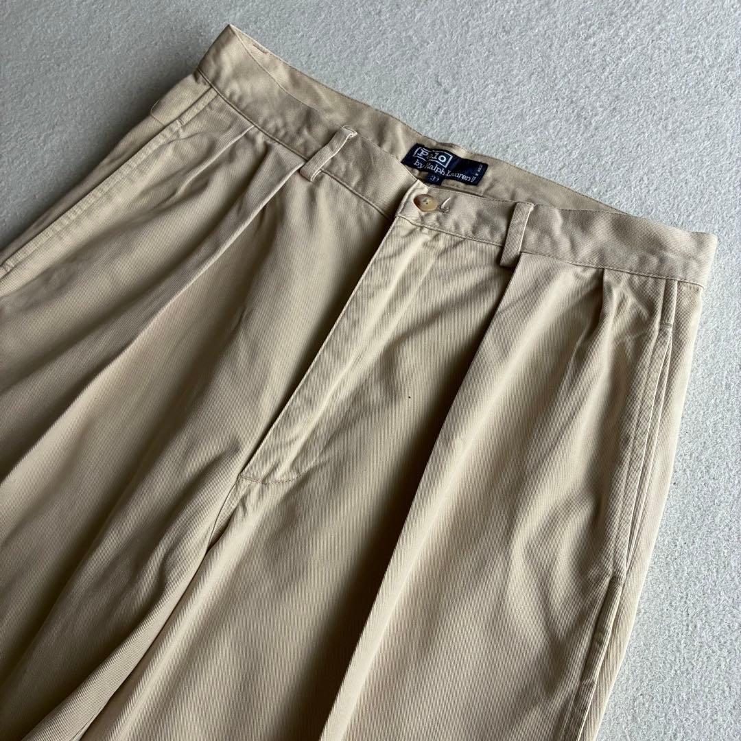 90s ポロバイラルフローレン 初期タグ ツータックチノパン ベージュ W31