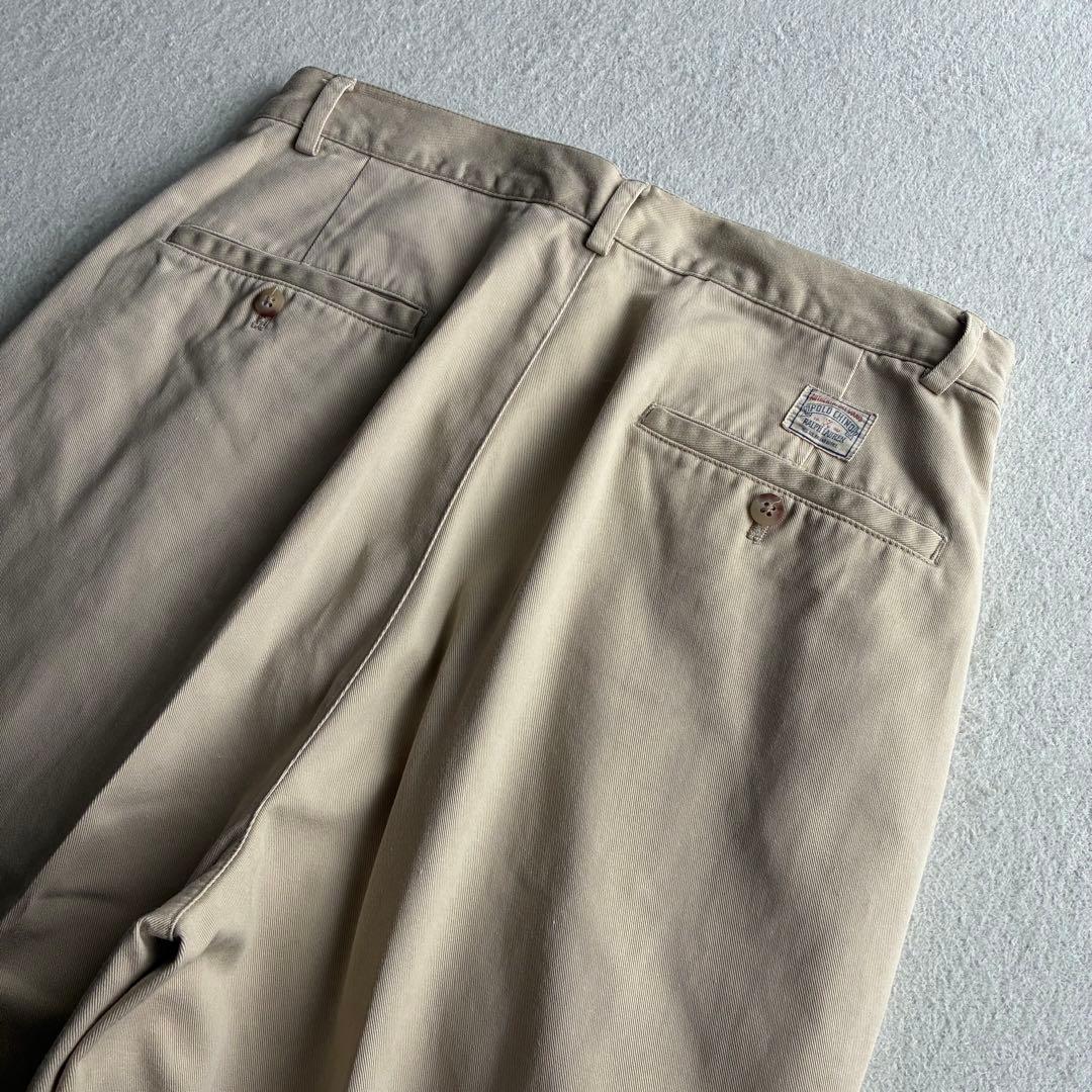 90s ポロバイラルフローレン 初期タグ ツータックチノパン ベージュ W31