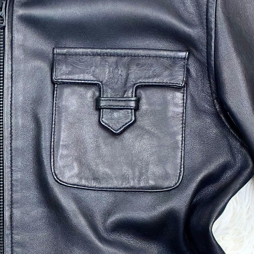 美品　雅結　和柄型押し　ラムレザー　シングルライダース　レザージャケット　XL