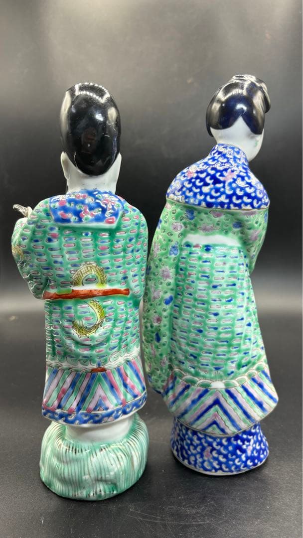 中国美術 古玩 色絵陶人形 陶器人形 高さ約26cm 置物 オブジェ 古董品