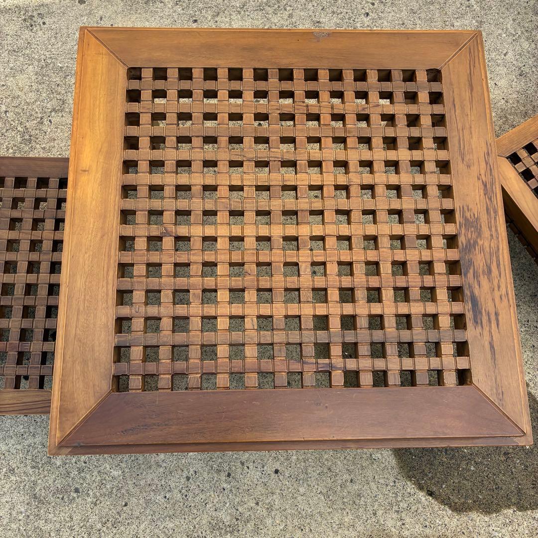 ローテーブル　ローチェア2脚セット　コーヒーテーブル　アンティーク　アジアン