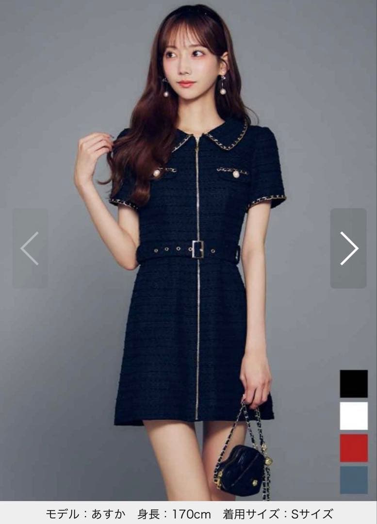 ジュエルズ　ブラックツイードドレス