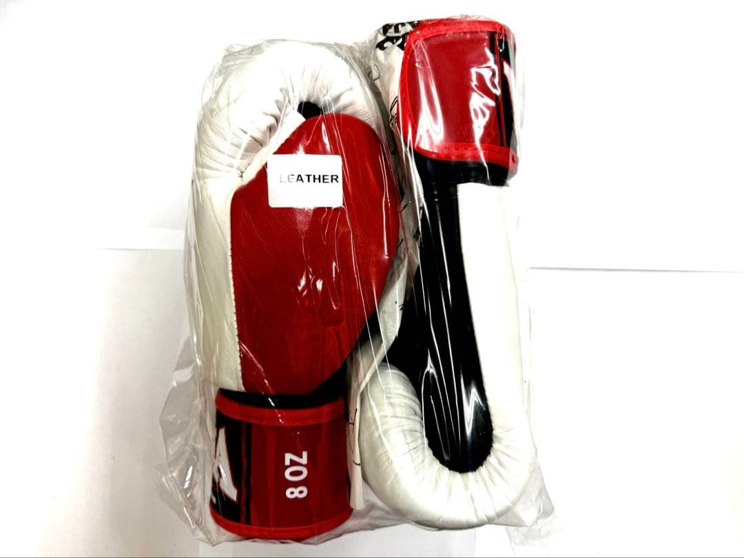新品　RAJA ボクシンググローブ 8oz ラジャ　白赤黒　本革製