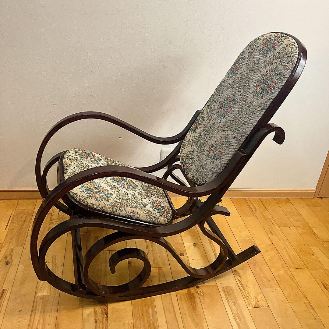 アンティーク ゴブラン織り ロッキングチェア 花柄 木製椅子 ビンテージ