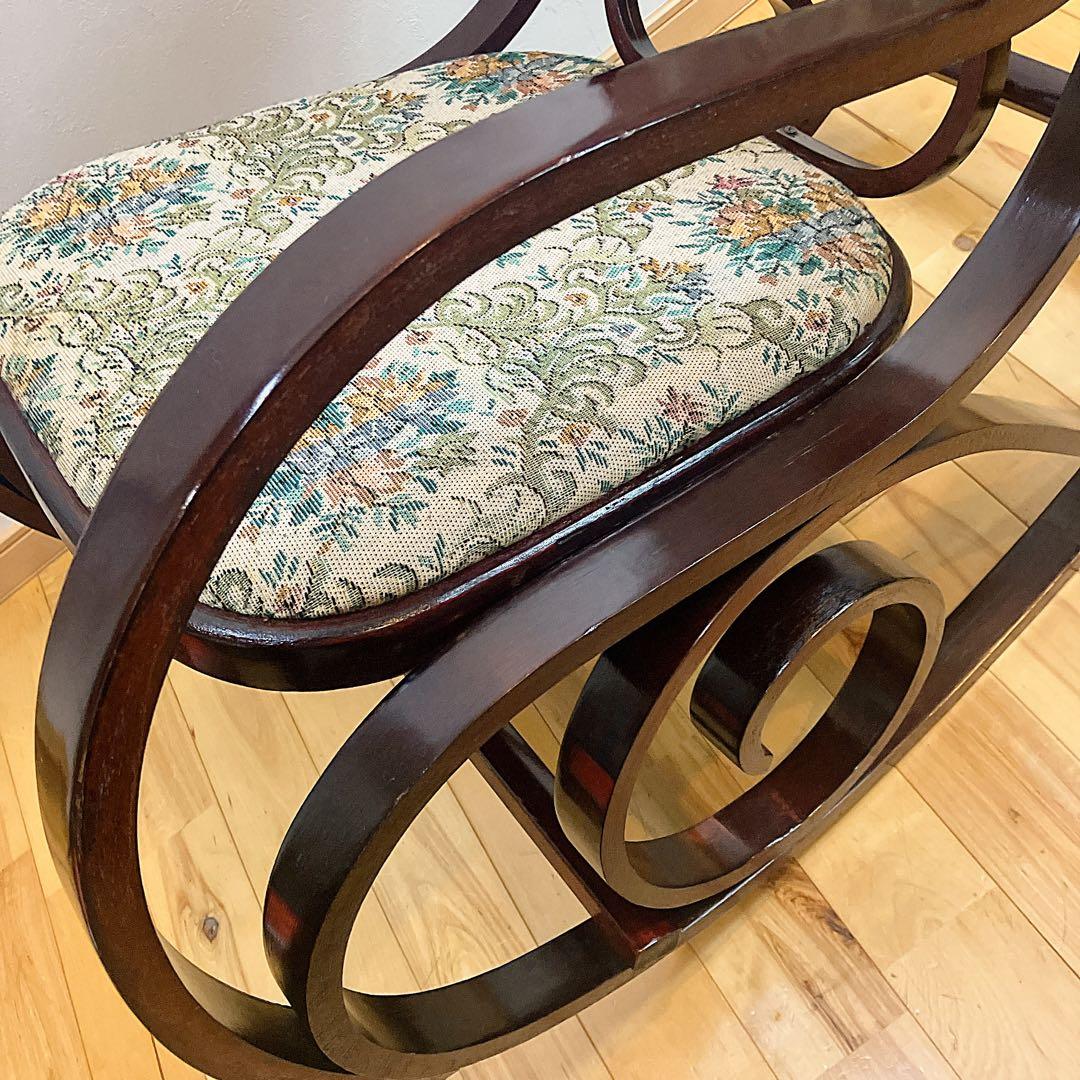 アンティーク ゴブラン織り ロッキングチェア 花柄 木製椅子 ビンテージ