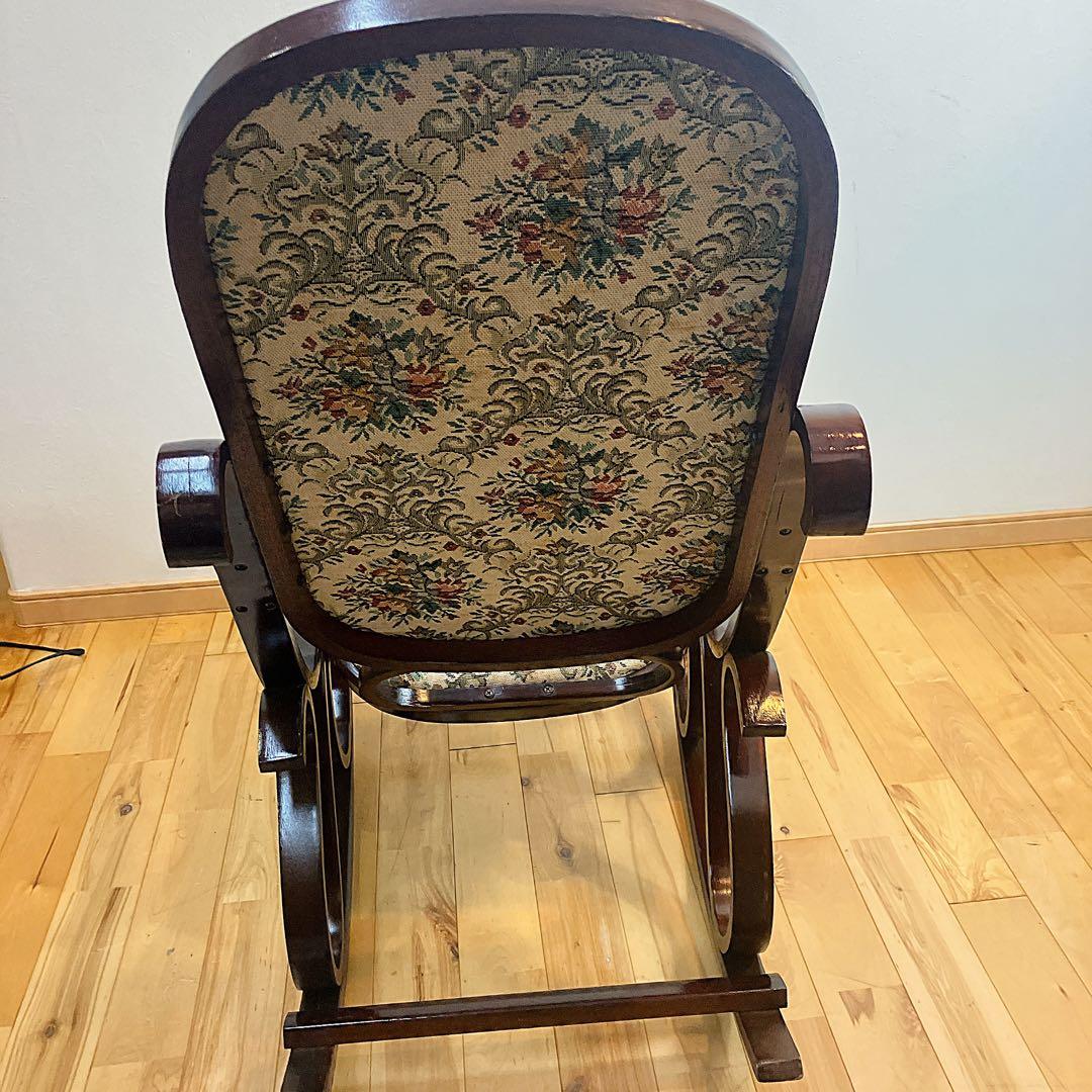 アンティーク ゴブラン織り ロッキングチェア 花柄 木製椅子 ビンテージ