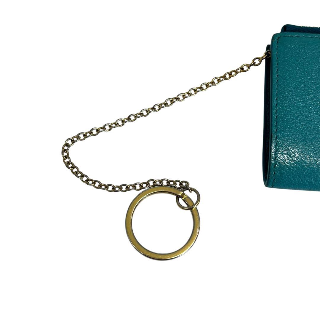 希少✨ミュウミュウ ケース ミニ財布 ファスナー キーリング 水色 青