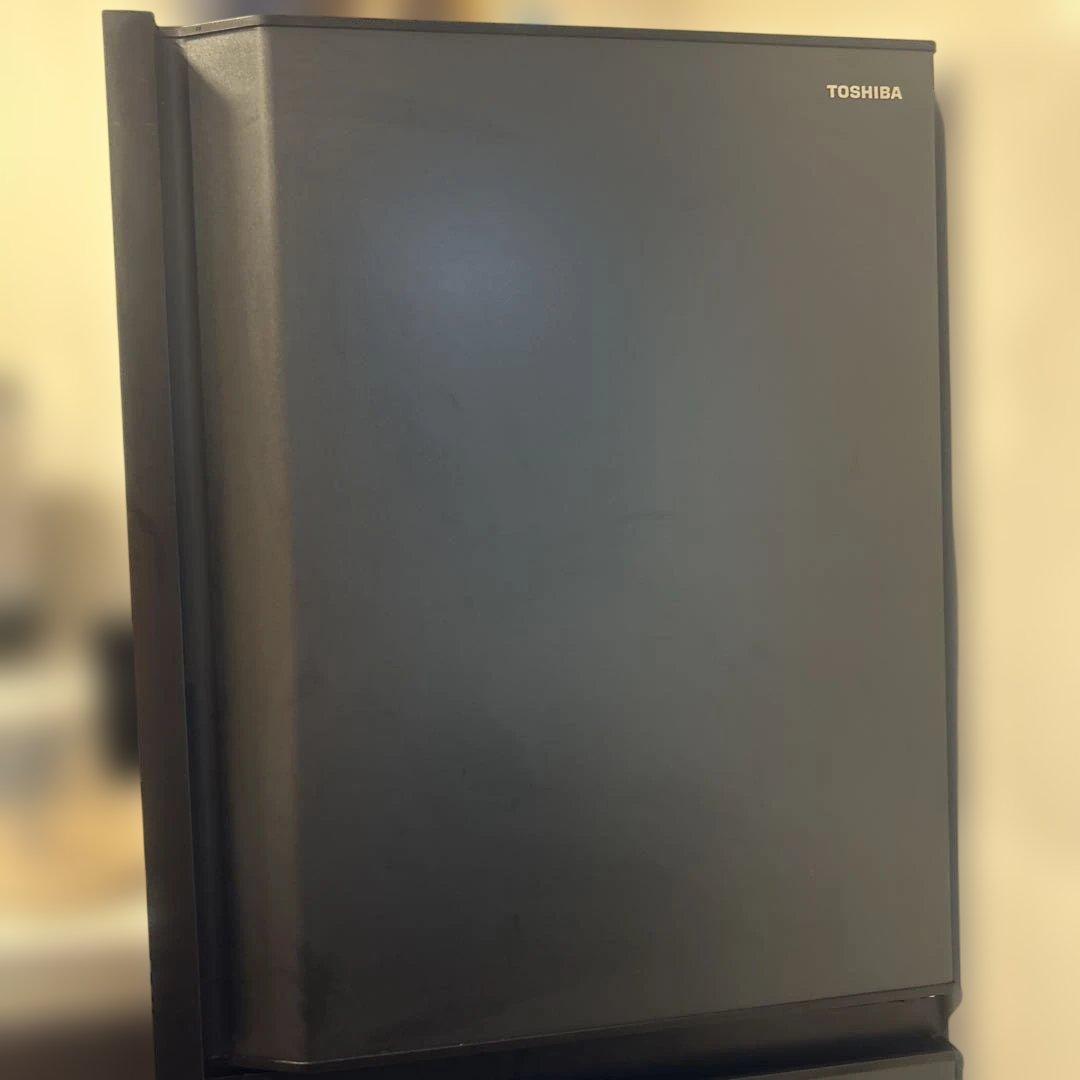 ブラック冷蔵庫 上段棚付き