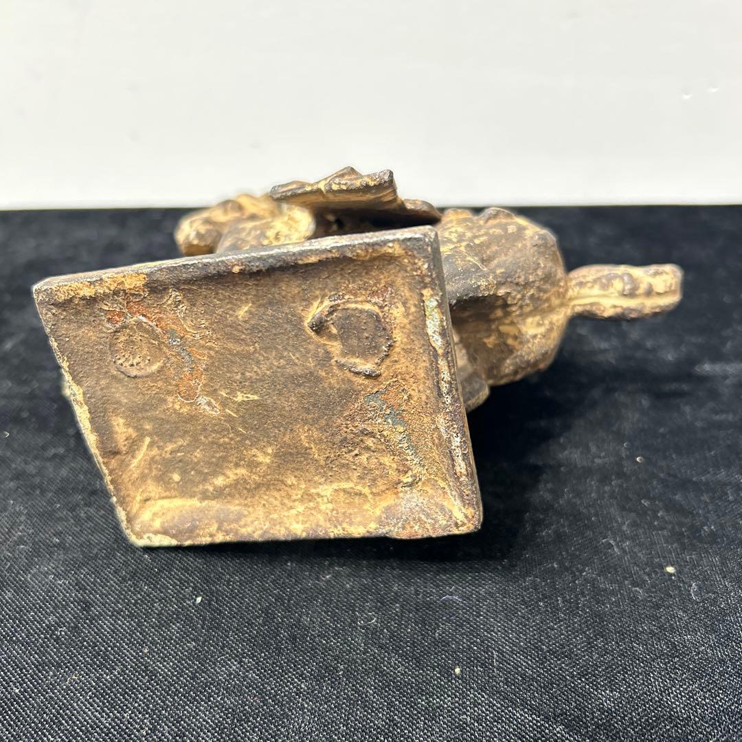 清朝期　紅穂 紅鞍 彫刻文様　清供雅玩　鉄製