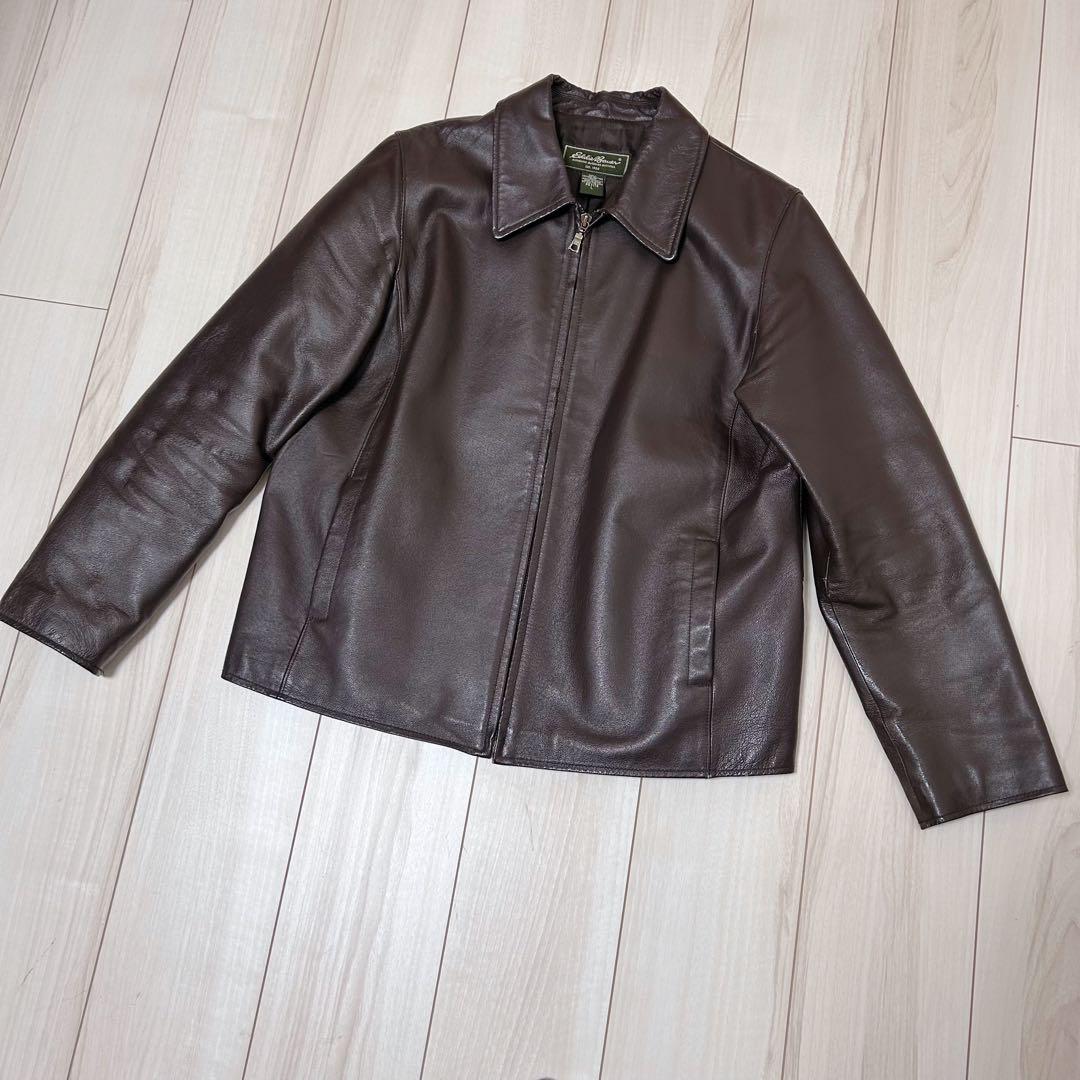 【90s】EDDIE BAUER エディーバウアー レザージャケット ブラウン