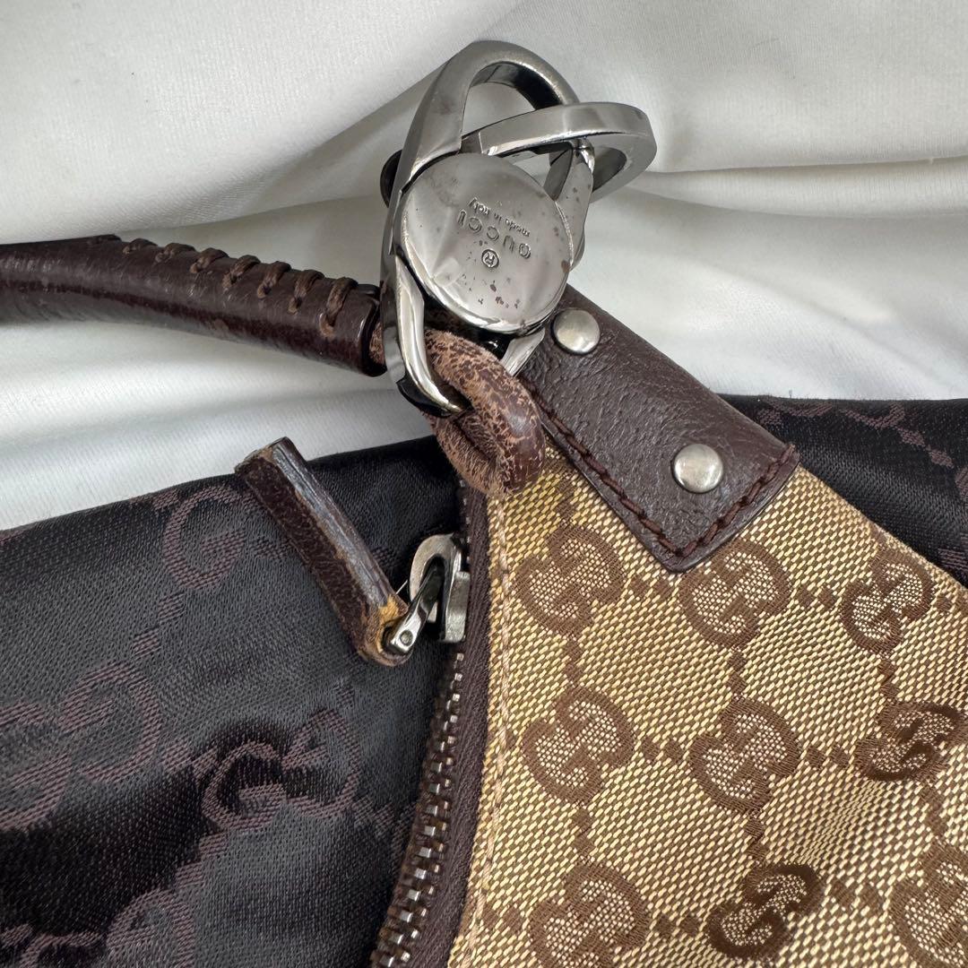 希少 グッチ ワンショルダーバッグ ハンドバッグ GGキャンバス レザー