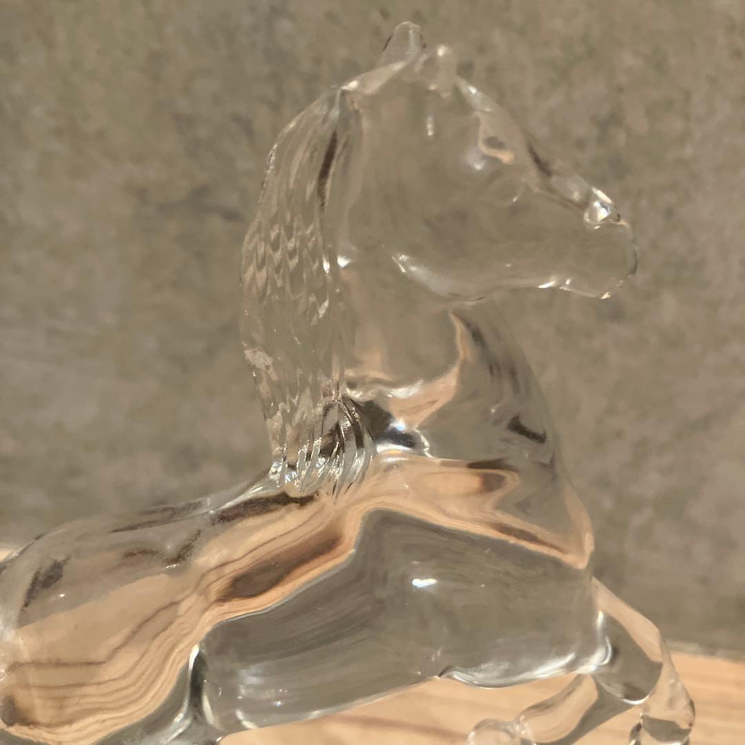 美品 ヴィンテージ ガラス 馬　りんご 置物 オブジェ ずっしり　クリスタル