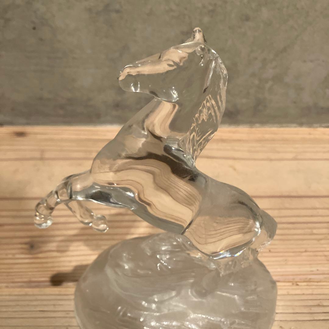 美品 ヴィンテージ ガラス 馬　りんご 置物 オブジェ ずっしり　クリスタル