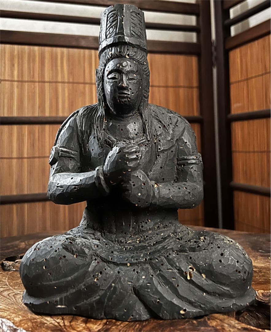 仏教美術 在銘 木製 一刀彫り 時代 大日如来像 仏像
