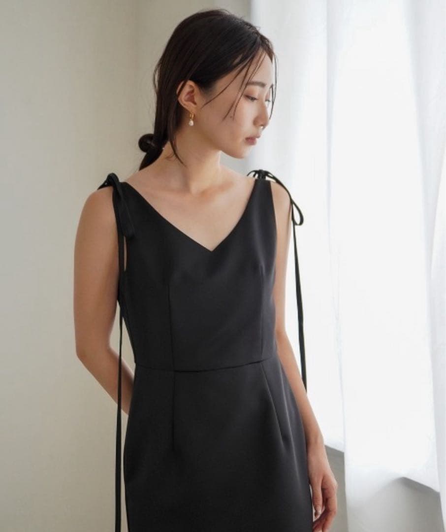 kaene サテンリボンドレス ブラックドレス 二次会ドレス