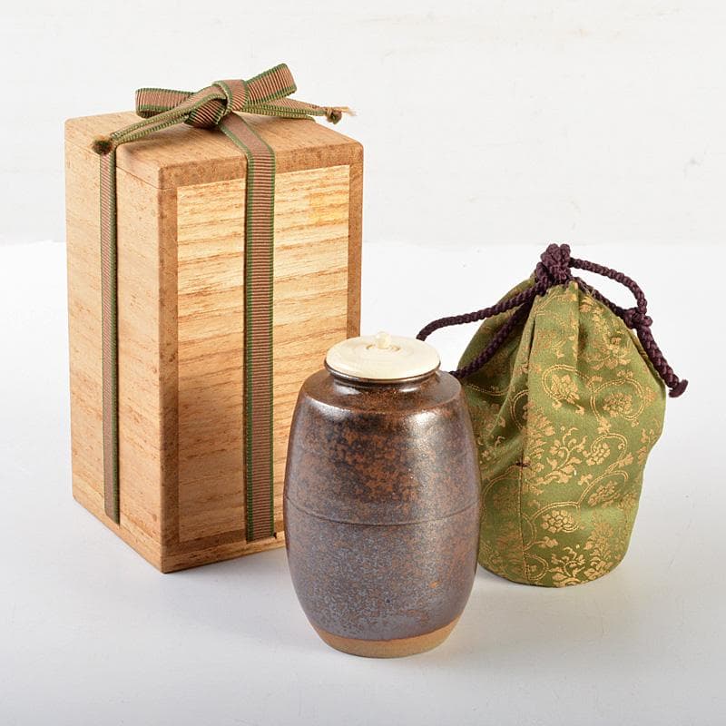 茶道具　備前焼　肩衝茶入　仕覆・箱付　V　6671