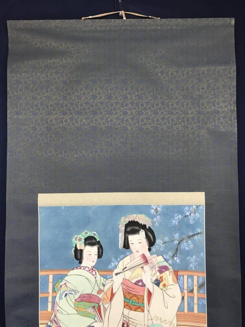 【真作】如雲/舞妓図/美人図/美人画/横物/掛軸/名家伝来/AC-540