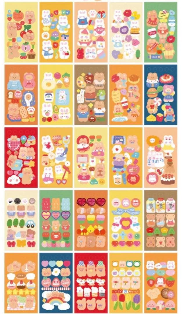 W1248.うさぎとくま ステッカーブック 4種セット