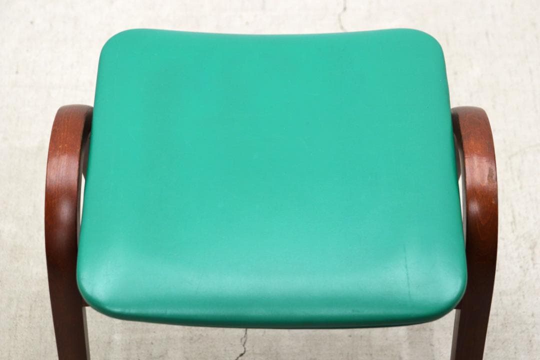 秋田木工 剣持勇 ビーチ材 スタッキングスツール No.202 レトロ 緑