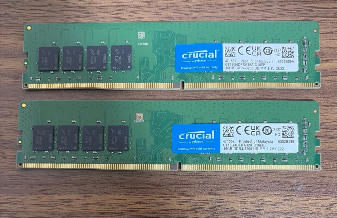 N*1様 Crucial DDR4-3200 16GB*2枚 デスクトップPC用