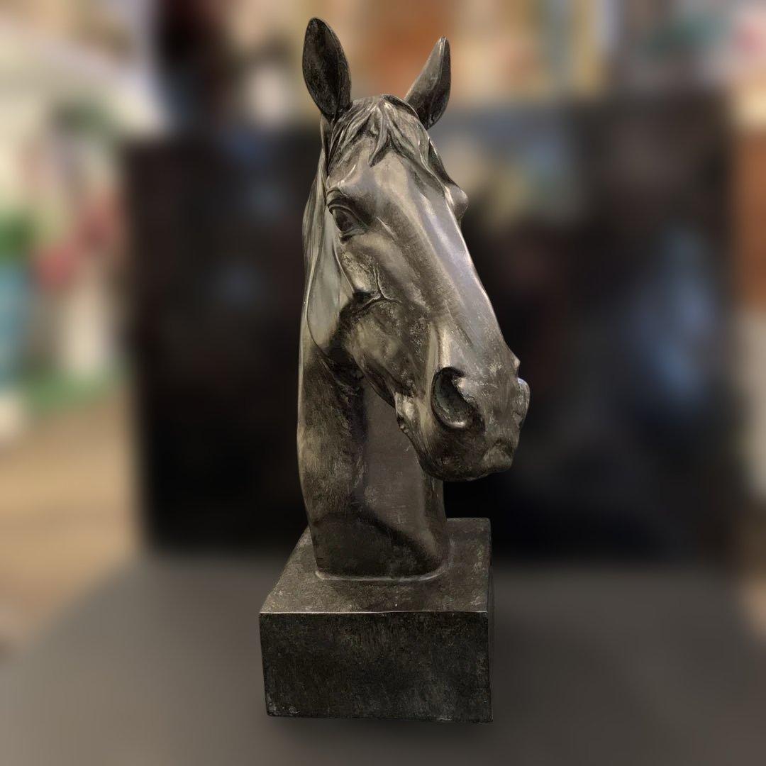 馬 オブジェ 胸像 バストブロンズ風 置物 アンティーク調 VI-130