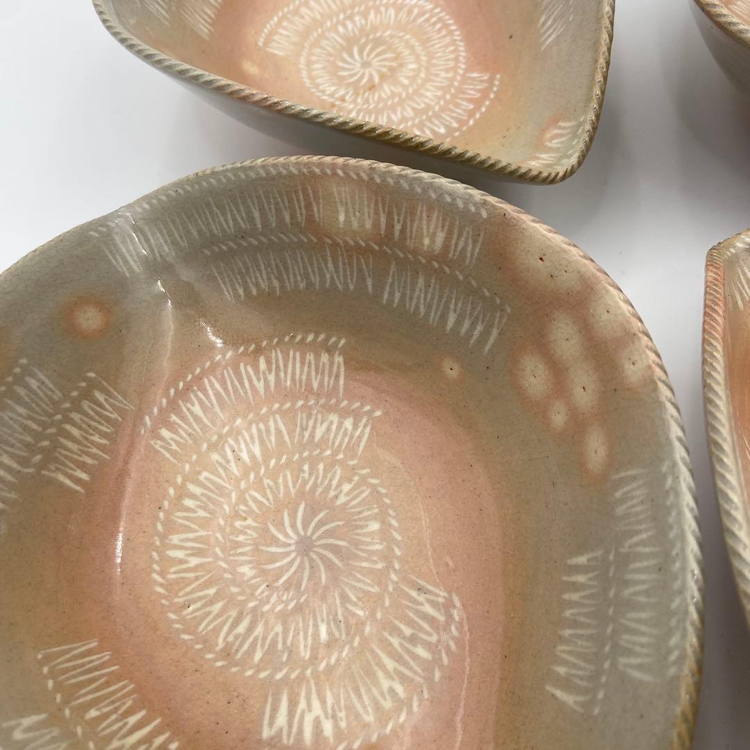 十五代 坂倉新兵衛 萩焼 編笠 向付 6客セット 日本料理 料亭 割烹 和食器