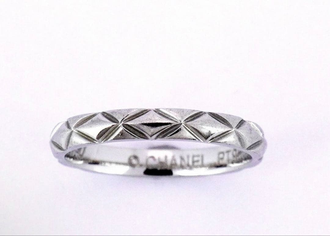 CHANEL シルバー シャネル マトラッセ リング スモール #50