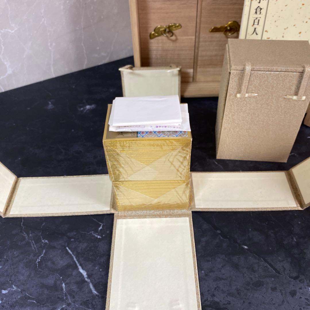 尾形光琳筆　 本金彩本金粉　小倉百人一首　解説書付　大石天狗堂製