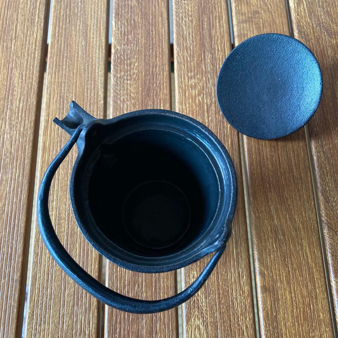 昭和レトロ 南部鉄器 鉄製 鋳鉄 鋳物 蛇ノ目 鉄瓶 急須 茶注ぎ ホーロー加工