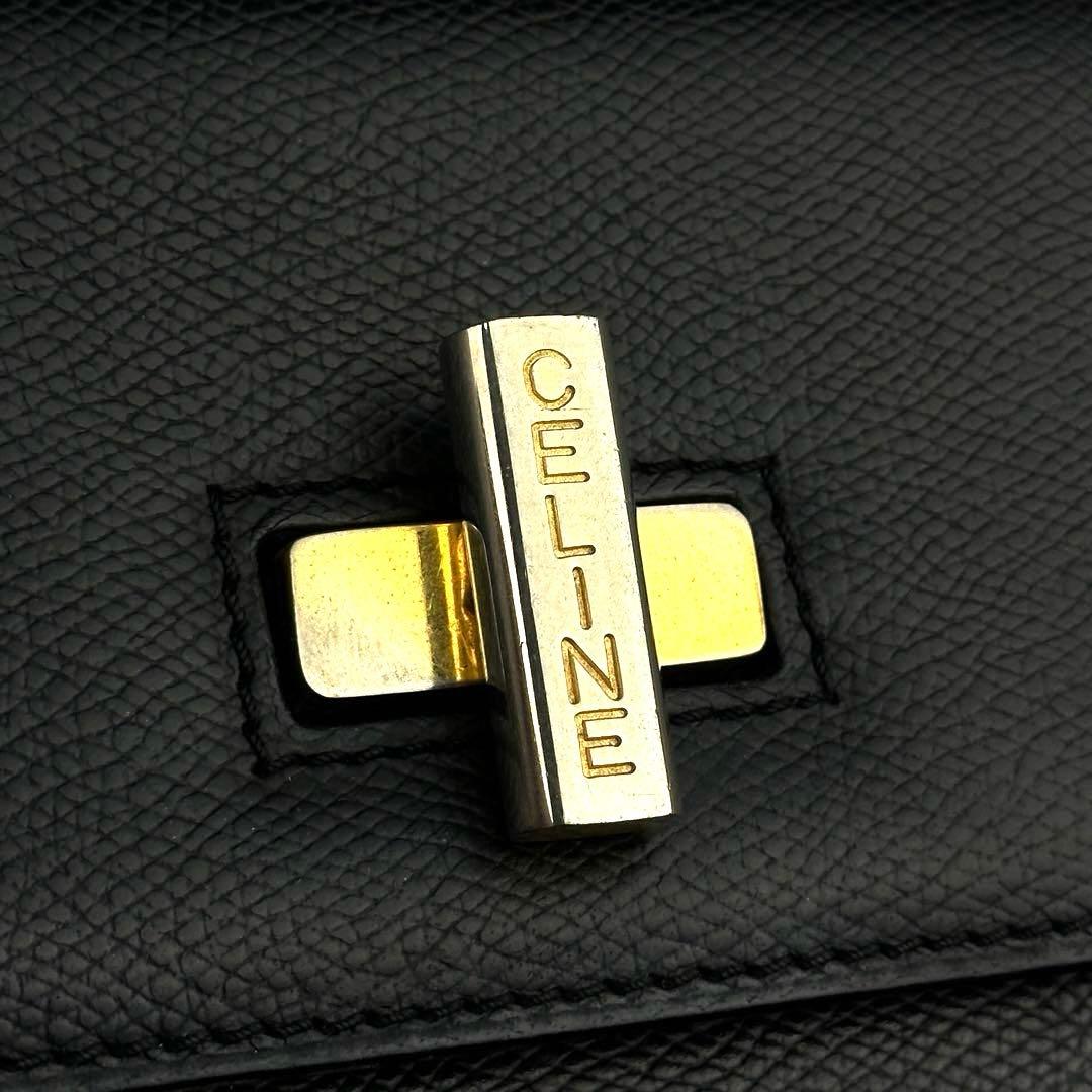 【美品】セリーヌ　ハンドバッグ　ターンロック　ゴールド金具　レザー　ブラック